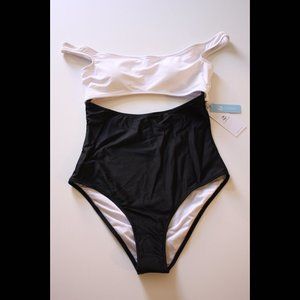 CupShe Black & White One Piece Swim Suit